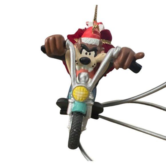 Taz Santa on a Motorcycle Christmas Ornament Vintage 1998 Warner Brothers - Picture 1 of 5
